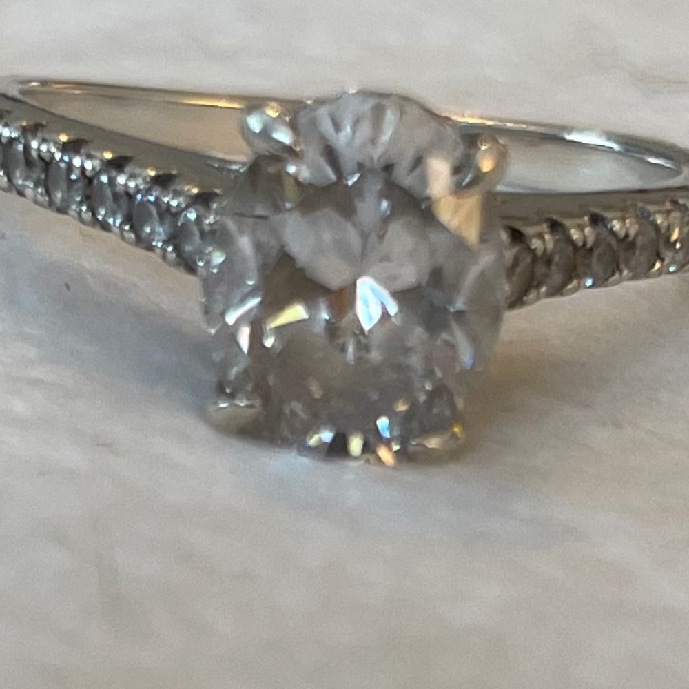 Sterling Silver CZ Ring with Hidden Halo under Center Stone - Picture 7 of 8